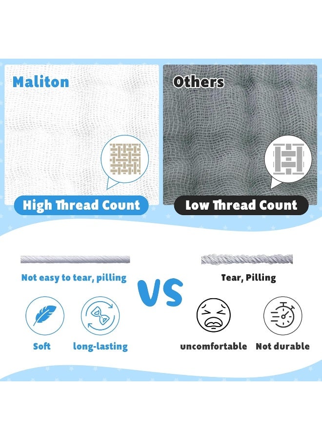 Maliton Muslin Burp Cloths for Baby Girl 6 Pack Large 20''x10'' 100% Cotton Burp Rags Absorbent and Soft 6 Layers Muslin Cloth Baby Boy Newborn Essentials Must Haves(Fairy Tale, Pack of 6) - Image 3